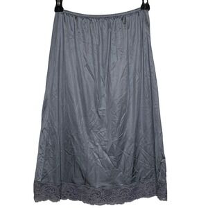 Ashley Taylor VINTAGE Half Slip Medium Grey Lace Trim Anti-Static Side Slit
